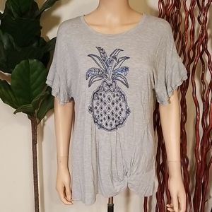 Democracy Flutter Sleeve Pineapple Top